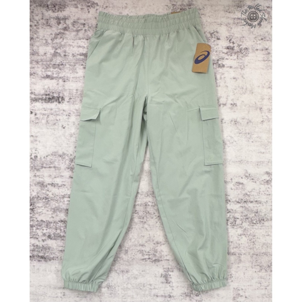 NWT Asics Cargo Jogger Pants Mens S/P Small Green Stretch Woven MSRP‎ $50
